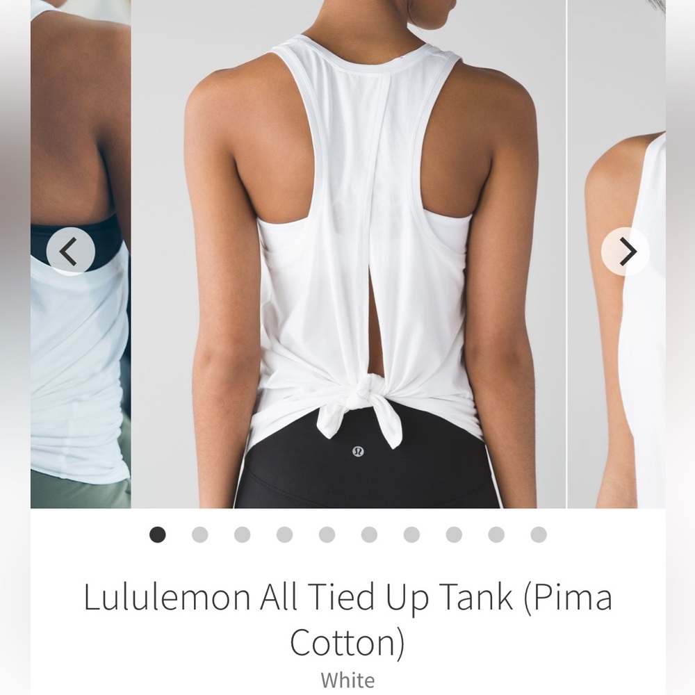 Lululemon Athletica White All Tied Up Tank